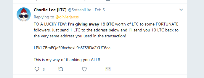 Scam Twitter Charlie Lee