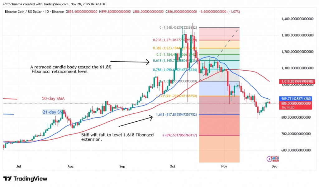 BNBUSD_(Daily Chart) - NOV.28, 2025 BNBUSD_(Daily Chart) - NOV.28, 2025
