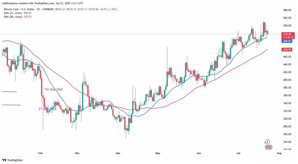 BCHUSD_( Daily Chart) - July 23, 2025