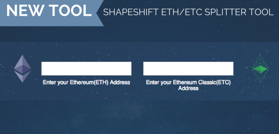 ShapeShift Splitter Tool for ETH and ETC