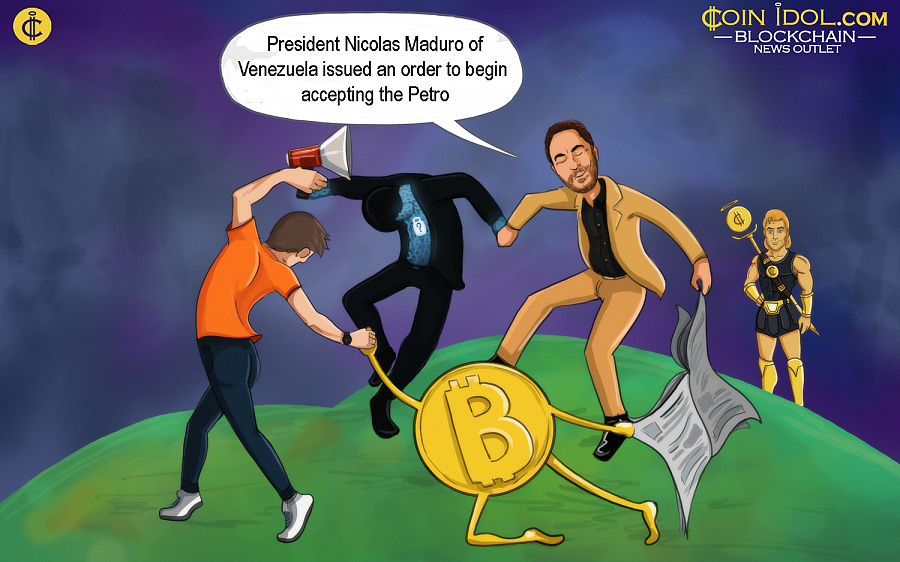 Through the Minister of Finance, the President told the country’s third market leader with a market share for deposits of more than 11.2%, to begin allowing Petro cryptocurrency in all of its functioning branches.