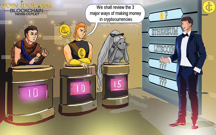 Here, we shall review the 3 major ways of making money in cryptocurrencies.
